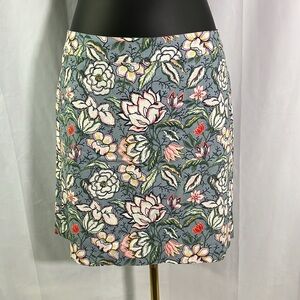 NWT LOFT Slate Blue & Pink Floral Print Mini Skirt